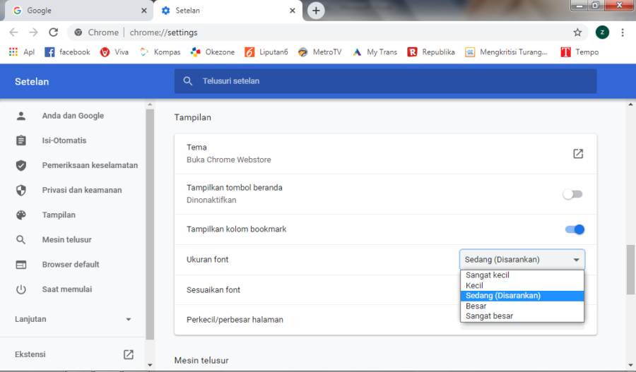 Cara Memperbesar Ukuran Teks Di Google Chrome