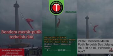 Menyesatkan: Konten Bendera Merah Putih Robek di Monas Jelang HUT ke-81 RI